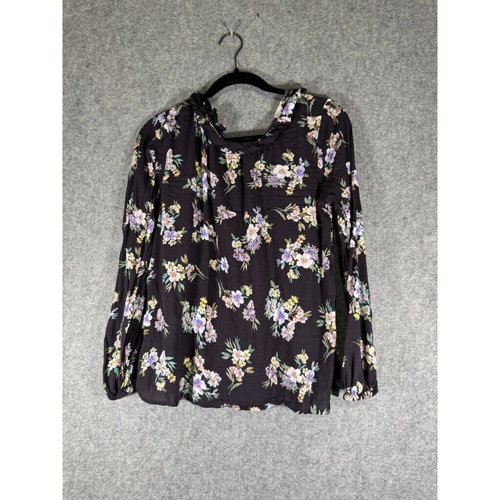 Velvet by Graham & Spencer Black Floral Long-Sleeve Blouse